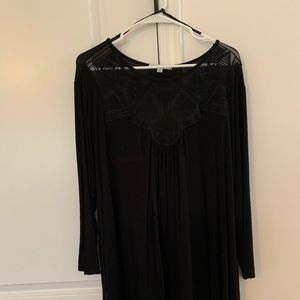 Black blouse w/ sheer/lace yoke by Green Envelope